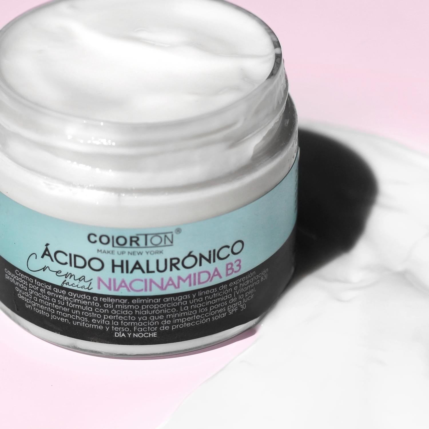 CREMA FACIAL ÁCIDO HIALURÓNICO Y NIACINAMIDA B3 COLORTON
