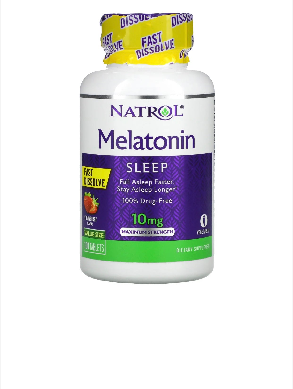 Melatonina, Disolución rápida, Fresa, 10 mg